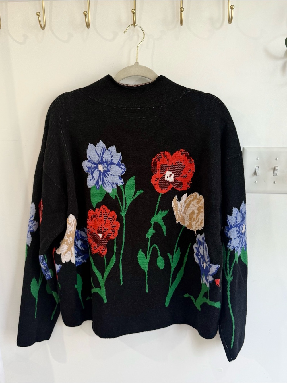 Anthropologie Maeve Carys Funnel Neck Floral Sweater Black - Picture 8 of 8